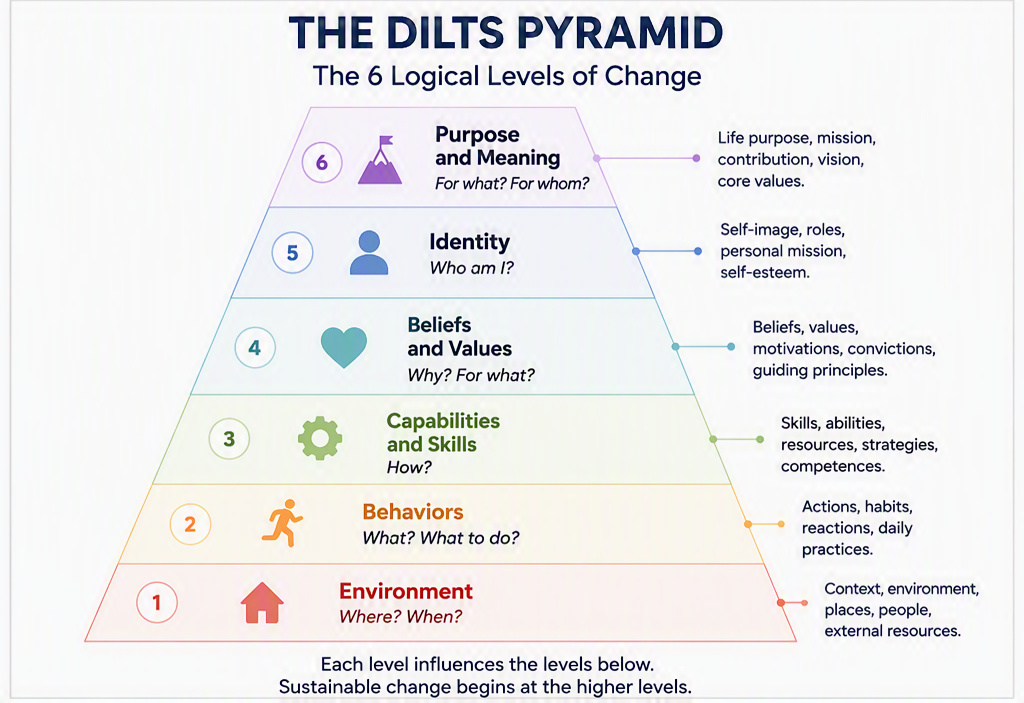 Dilts’ Pyramid: logical levels of personal and professional change